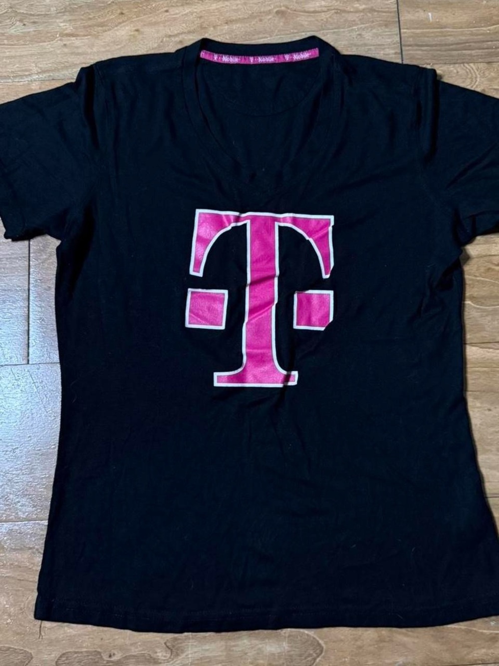 T-Mobile Black Tee with Pink Logo